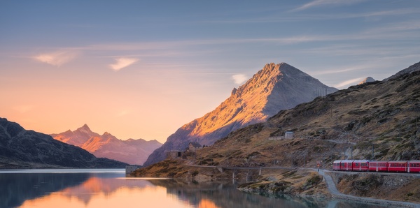 Bernina Express in the Swiss Alps